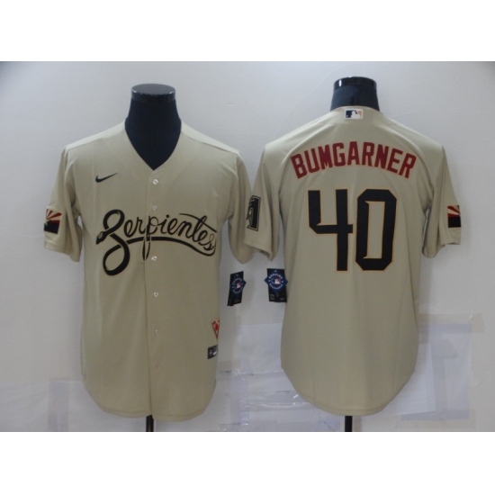 Men's Arizona Diamondbacks 40 Madison Bumgarner Gold 2021 City Connect Replica Player Jersey