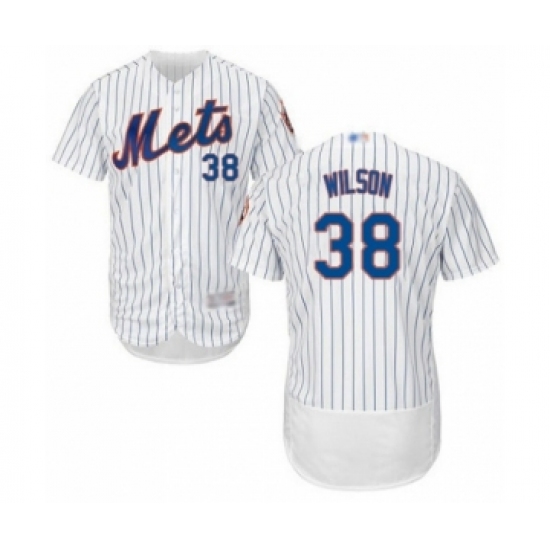 Men's New York Mets 38 Justin Wilson White Home Flex Base Authentic Collection Baseball Player Jersey