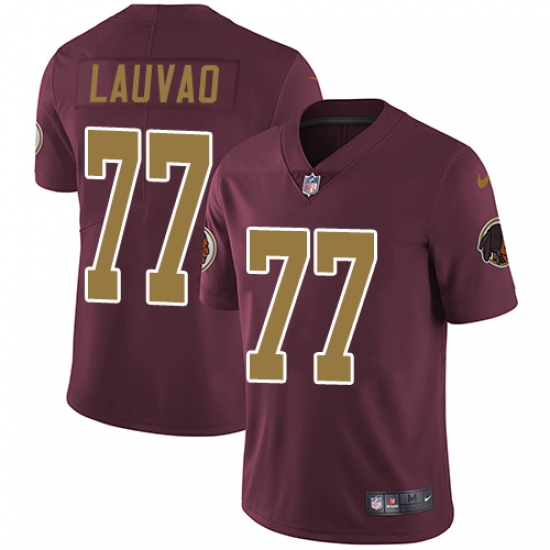 Youth Nike Washington Redskins 77 Shawn Lauvao Burgundy Red/Gold Number Alternate 80TH Anniversary Vapor Untouchable Limited Player NFL Jersey