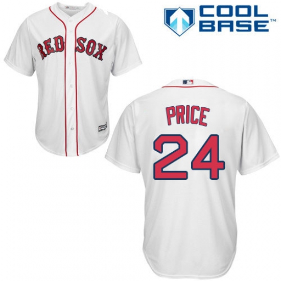 Youth Majestic Boston Red Sox 24 David Price Authentic White Home Cool Base MLB Jersey