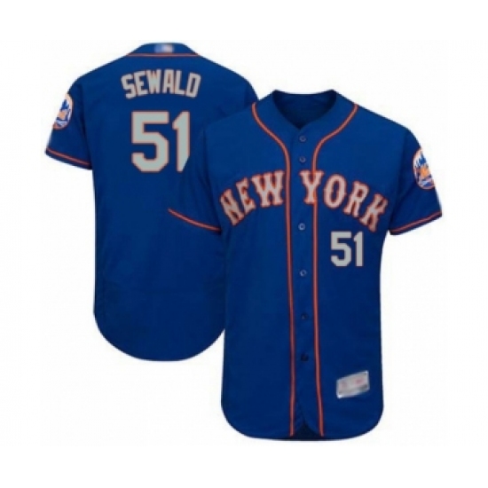 Men's New York Mets 51 Paul Sewald Royal Gray Alternate Flex Base Authentic Collection Baseball Player Jersey