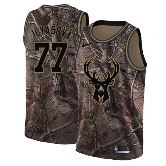 Men's Nike Milwaukee Bucks 77 Ersan Ilyasova Swingman Camo Realtree Collection NBA Jersey