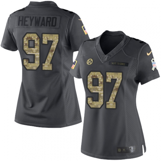 Women's Nike Pittsburgh Steelers 97 Cameron Heyward Limited Black 2016 Salute to Service NFL Jersey