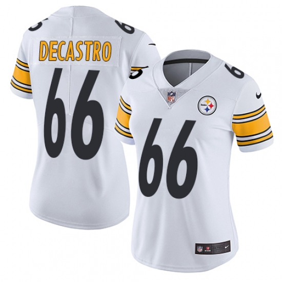 Women's Nike Pittsburgh Steelers 66 David DeCastro White Vapor Untouchable Limited Player NFL Jersey