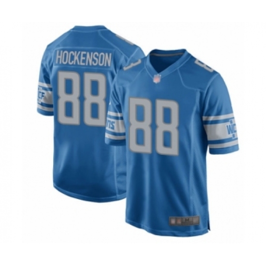 Men's Detroit Lions 88 T.J. Hockenson Game Blue Team Color Football Jersey