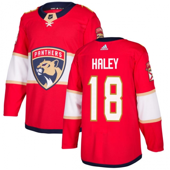 Men's Adidas Florida Panthers 18 Micheal Haley Authentic Red Home NHL Jersey