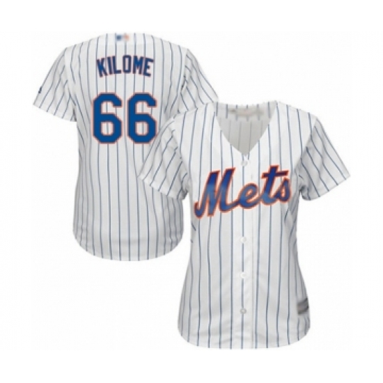 Women's New York Mets 66 Franklyn Kilome Authentic White Home Cool Base Baseball Player Jersey