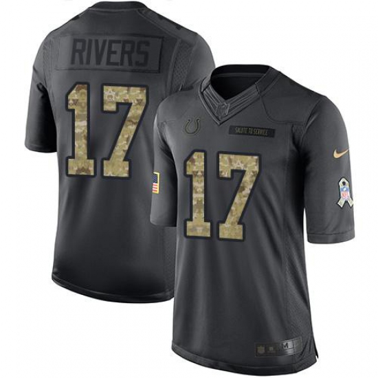 Men's Nike Indianapolis Colts 17 Philip Rivers Black Stitched NFL Limited 2016 Salute to Service Jersey