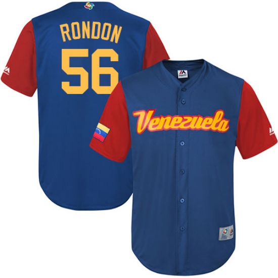 Men's Venezuela Baseball Majestic 56 Hector Rondon Royal Blue 2017 World Baseball Classic Replica Team Jersey