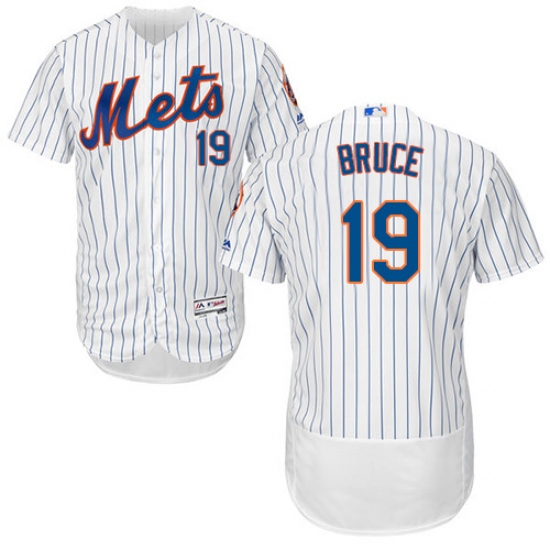 Men's Majestic New York Mets 19 Jay Bruce White Home Flex Base Authentic Collection MLB Jersey