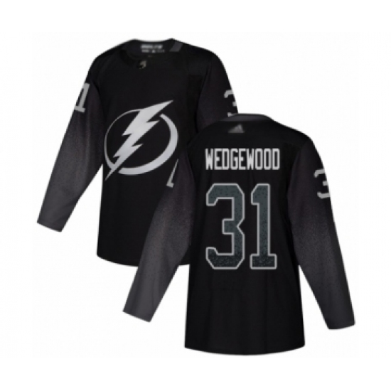 Men's Tampa Bay Lightning 31 Scott Wedgewood Authentic Black Alternate Hockey Jersey