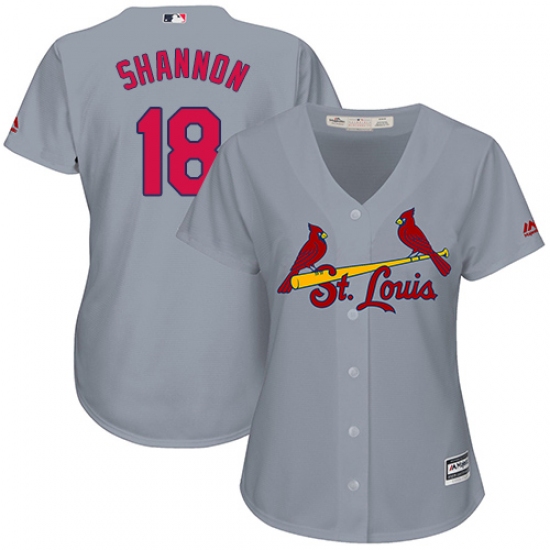 Women's Majestic St. Louis Cardinals 18 Mike Shannon Replica Grey Road Cool Base MLB Jersey