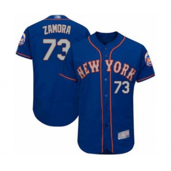 Men's New York Mets 73 Daniel Zamora Royal Gray Alternate Flex Base Authentic Collection Baseball Player Jersey