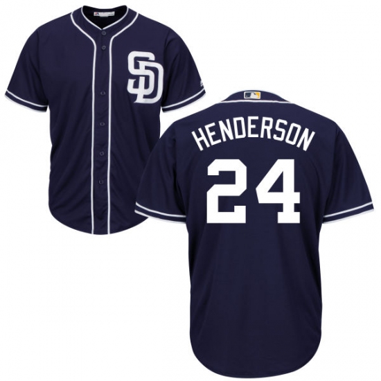 Youth Majestic San Diego Padres 24 Rickey Henderson Authentic Navy Blue Alternate 1 Cool Base MLB Jersey