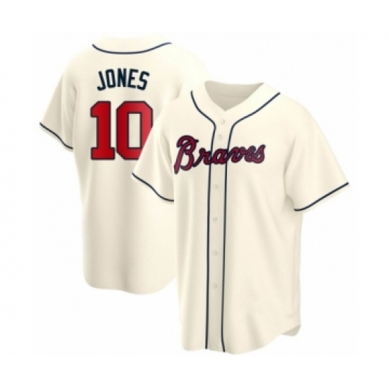 Men's Chipper Jones 10 Atlanta Braves Cream Replica Alternate Jersey