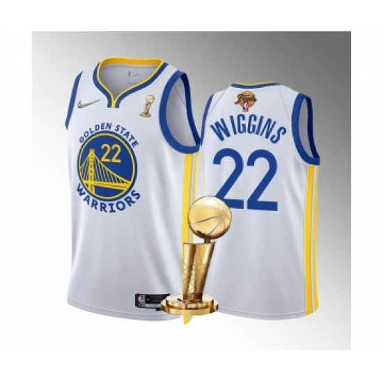 Men's Golden State Warriors 22 Andrew Wiggins White 2022 NBA Finals Champions Stitched Jersey