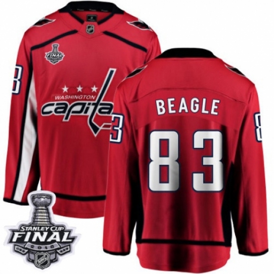 Men's Washington Capitals 83 Jay Beagle Fanatics Branded Red Home Breakaway 2018 Stanley Cup Final NHL Jersey