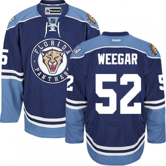 Men's Reebok Florida Panthers 52 MacKenzie Weegar Authentic Navy Blue Third NHL Jersey