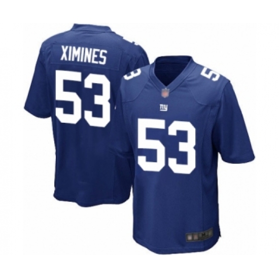 Men's New York Giants 53 Oshane Ximines Game Royal Blue Team Color Football Jersey