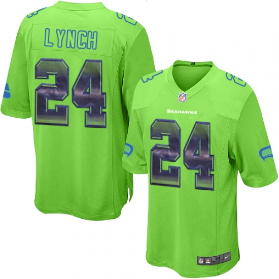 Men's Nike Seattle Seahawks 24 Marshawn Lynch Limited Green Strobe NFL Jersey