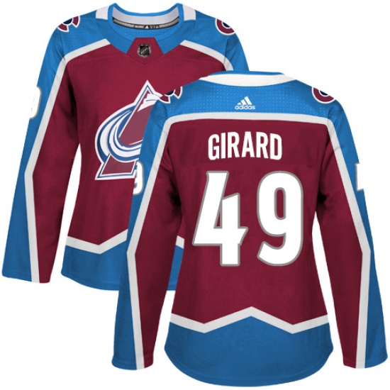 Women's Adidas Colorado Avalanche 49 Samuel Girard Authentic Burgundy Red Home NHL Jersey