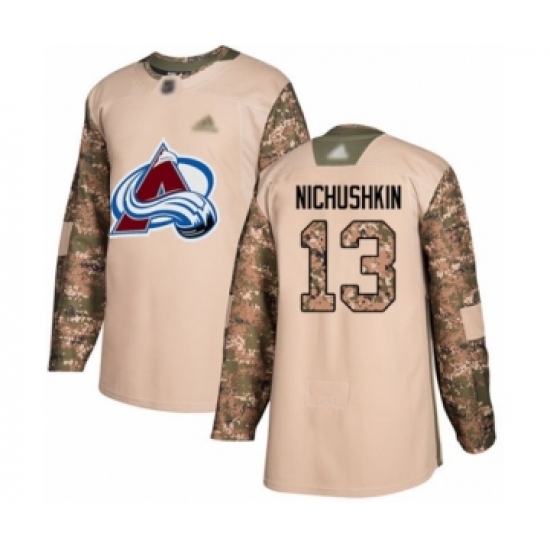 Men's Colorado Avalanche 13 Valeri Nichushkin Authentic Camo Veterans Day Practice Hockey Jersey