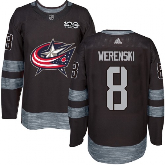 Men's Adidas Columbus Blue Jackets 8 Zach Werenski Premier Black 1917-2017 100th Anniversary NHL Jersey