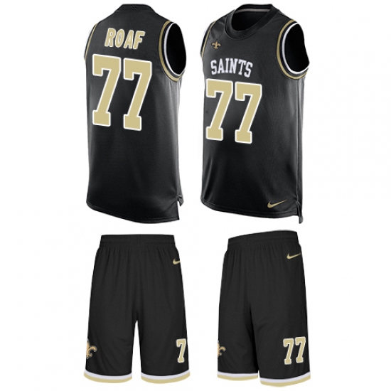 Men's Nike New Orleans Saints 77 Willie Roaf Limited Black Tank Top Suit NFL Jersey