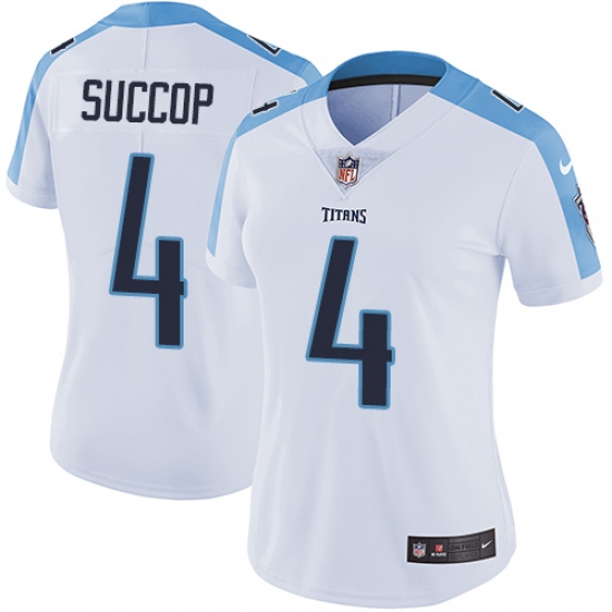 Women's Nike Tennessee Titans 4 Ryan Succop Elite White NFL Jersey