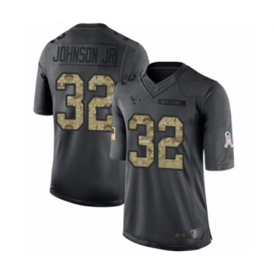 Men's Houston Texans 32 Lonnie Johnson Limited Black 2016 Salute to Service Football Jersey