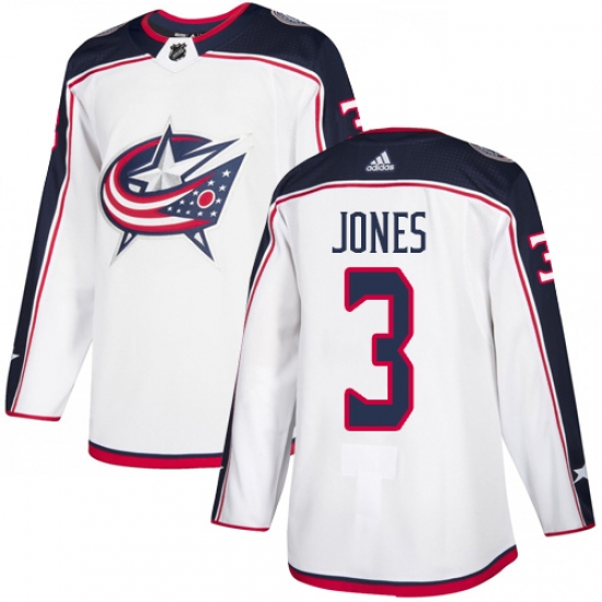 Men's Adidas Columbus Blue Jackets 3 Seth Jones White Road Authentic Stitched NHL Jersey