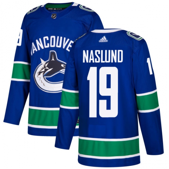 Men's Adidas Vancouver Canucks 19 Markus Naslund Authentic Blue Home NHL Jersey