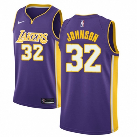 Men's Nike Los Angeles Lakers 32 Magic Johnson Authentic Purple NBA Jersey - Icon Edition