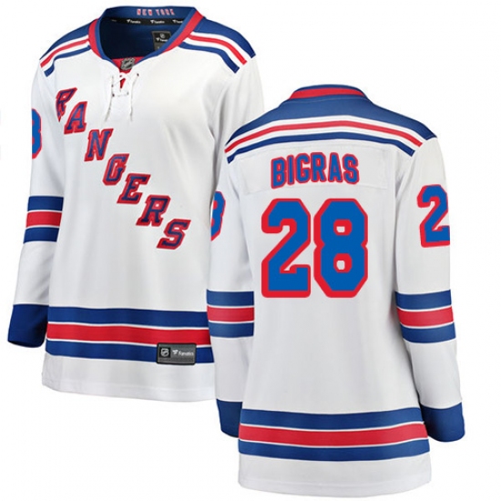 Women's New York Rangers 28 Chris Bigras Fanatics Branded White Away Breakaway NHL Jersey