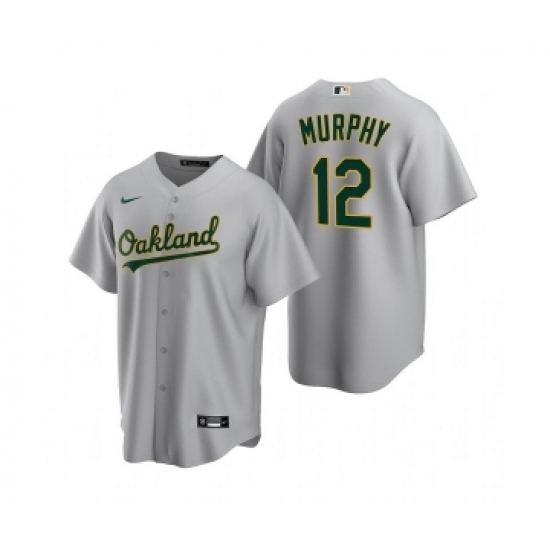 Men's Oakland Athletics 12 Sean Murphy Grey Cool Base Stitched Jersey