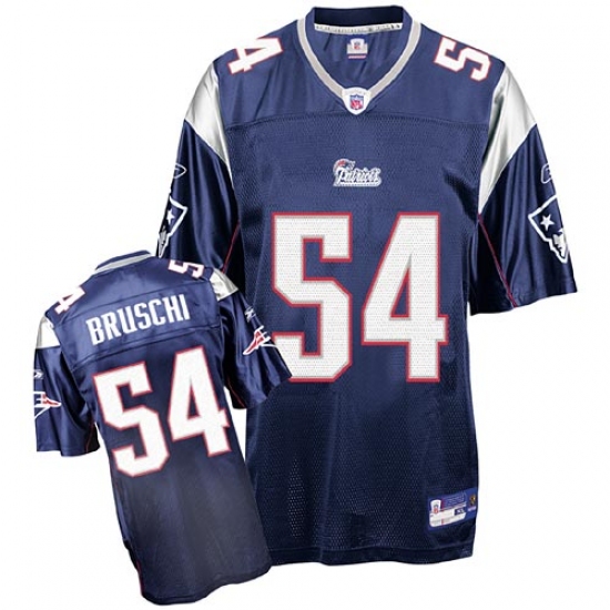 Reebok New England Patriots 54 Tedy Bruschi Dark Blue Replica Throwback NFL Jersey