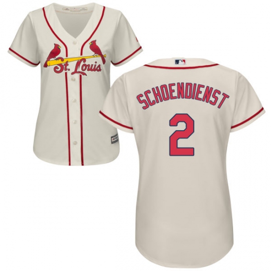 Women's Majestic St. Louis Cardinals 2 Red Schoendienst Replica Cream Alternate Cool Base MLB Jersey