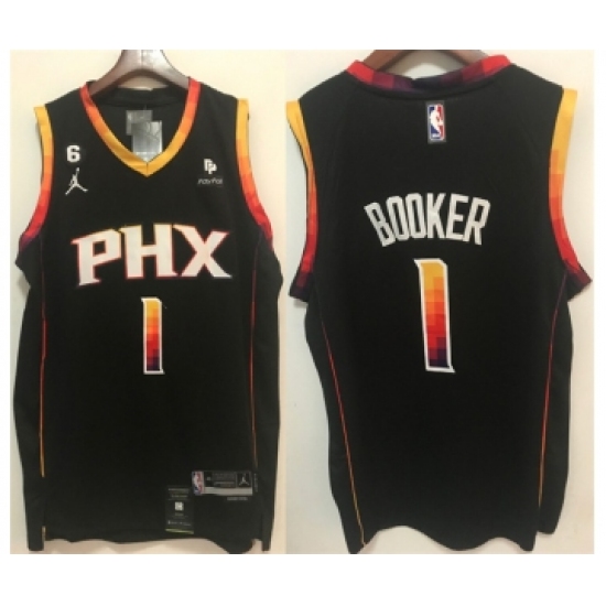 Men's Phoenix Suns 1 Devin Booker Black Stitched Basketball Jersey