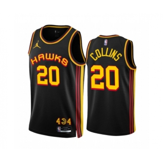 Men's Atlanta Hawks 20 John Collins 2022-23 Black Statement Edition Stitched Jersey