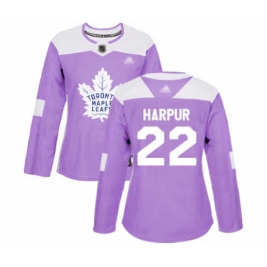 Women's Toronto Maple Leafs 22 Ben Harpur Authentic Purple Fights Cancer Practice Hockey Jersey