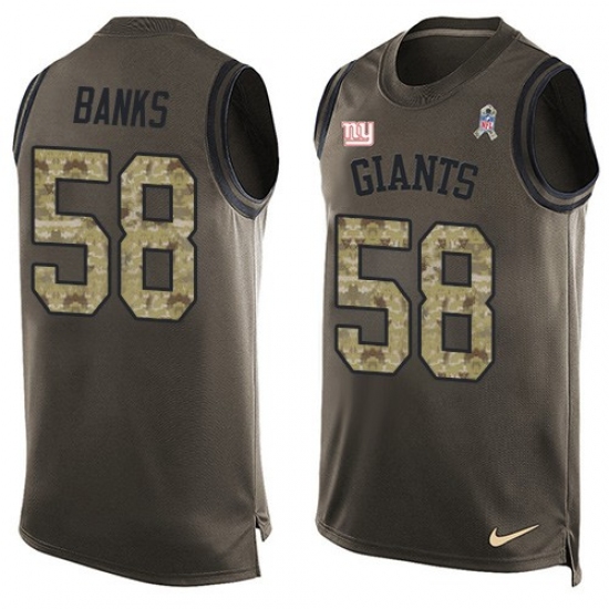 Men's Nike New York Giants 58 Carl Banks Limited Green Salute to Service Tank Top NFL Jersey