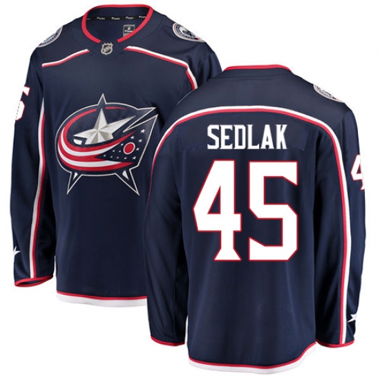 Youth Columbus Blue Jackets 45 Lukas Sedlak Fanatics Branded Navy Blue Home Breakaway NHL Jersey