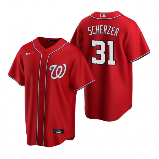 Men's Nike Washington Nationals 31 Max Scherzer Red Alternate Stitched Baseball Jersey