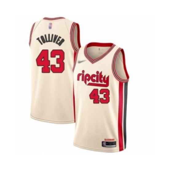 Youth Portland Trail Blazers 43 Anthony Tolliver Swingman Cream Basketball Jersey - 2019 20 City Edition