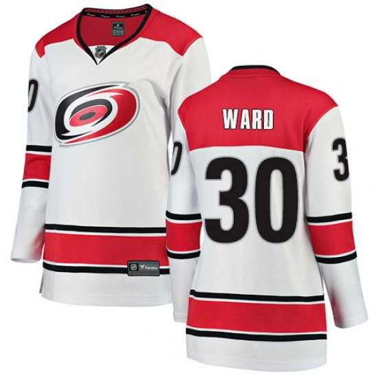 Women's Carolina Hurricanes 30 Cam Ward Authentic White Away Fanatics Branded Breakaway NHL Jersey