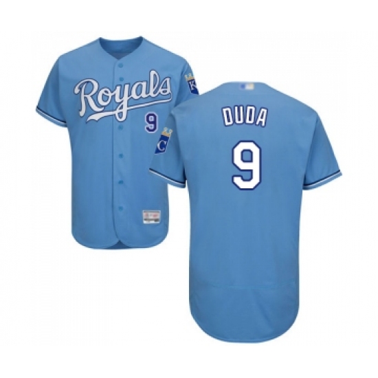 Men's Kansas City Royals 9 Lucas Duda Light Blue Alternate Flex Base Authentic Collection Baseball Jersey