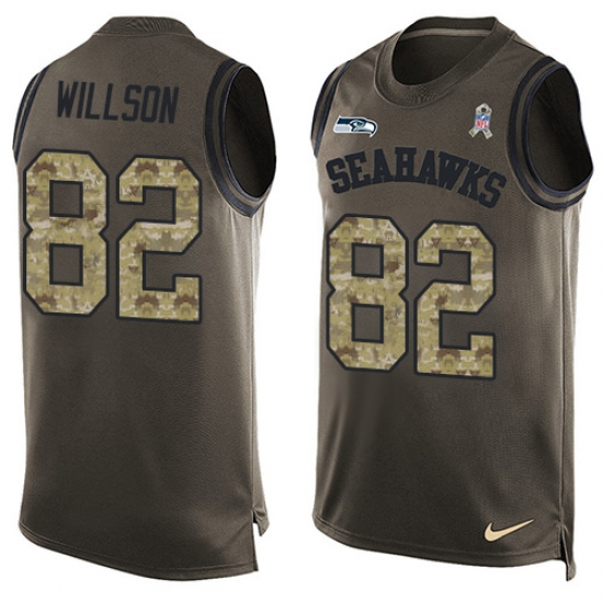 Men's Nike Seattle Seahawks 82 Luke Willson Limited Green Salute to Service Tank Top NFL Jersey