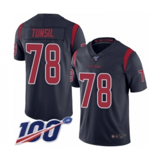 Men's Houston Texans 78 Laremy Tunsil Limited Navy Blue Rush Vapor Untouchable 100th Season Football Jersey