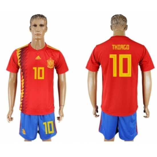 Spain 10 Thiago Home Soccer Country Jersey