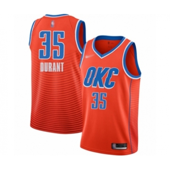 Women's Oklahoma City Thunder 35 Kevin Durant Swingman Orange Finished Basketball Jersey - Statement Edition